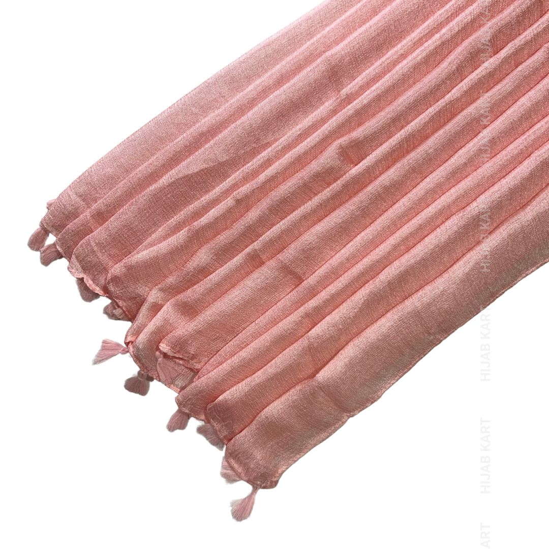 Rose pink- Silk Shimmer Hijab with Tassels