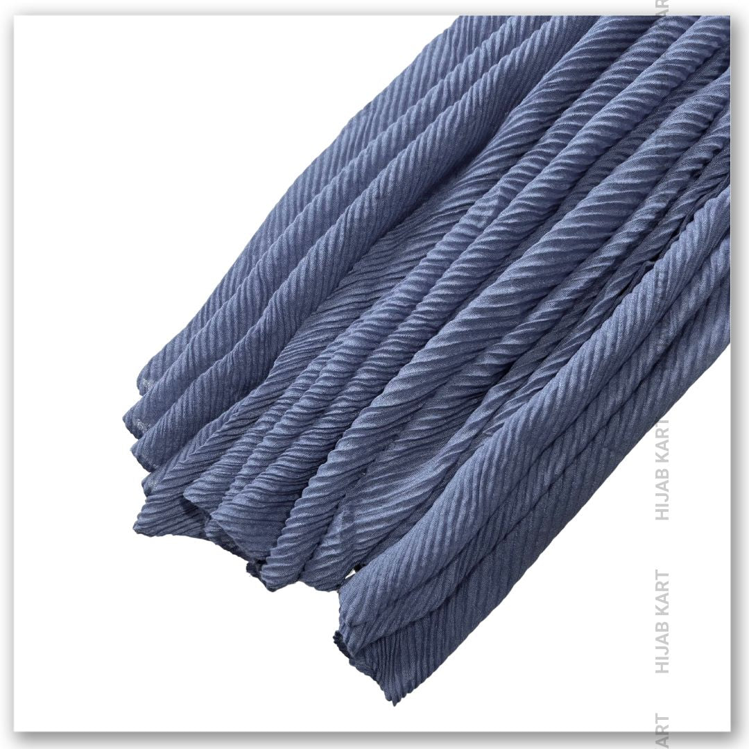Cotton Pleated Hijab- Cornflower Blue