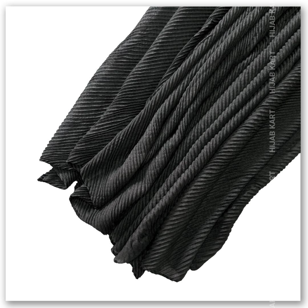 Cotton Pleated Hijab- Charcoal Grey