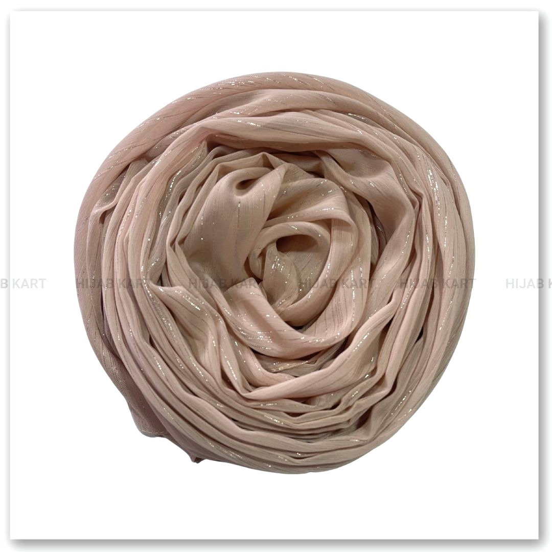 Georgette Shimmer Line Hijab- Peach
