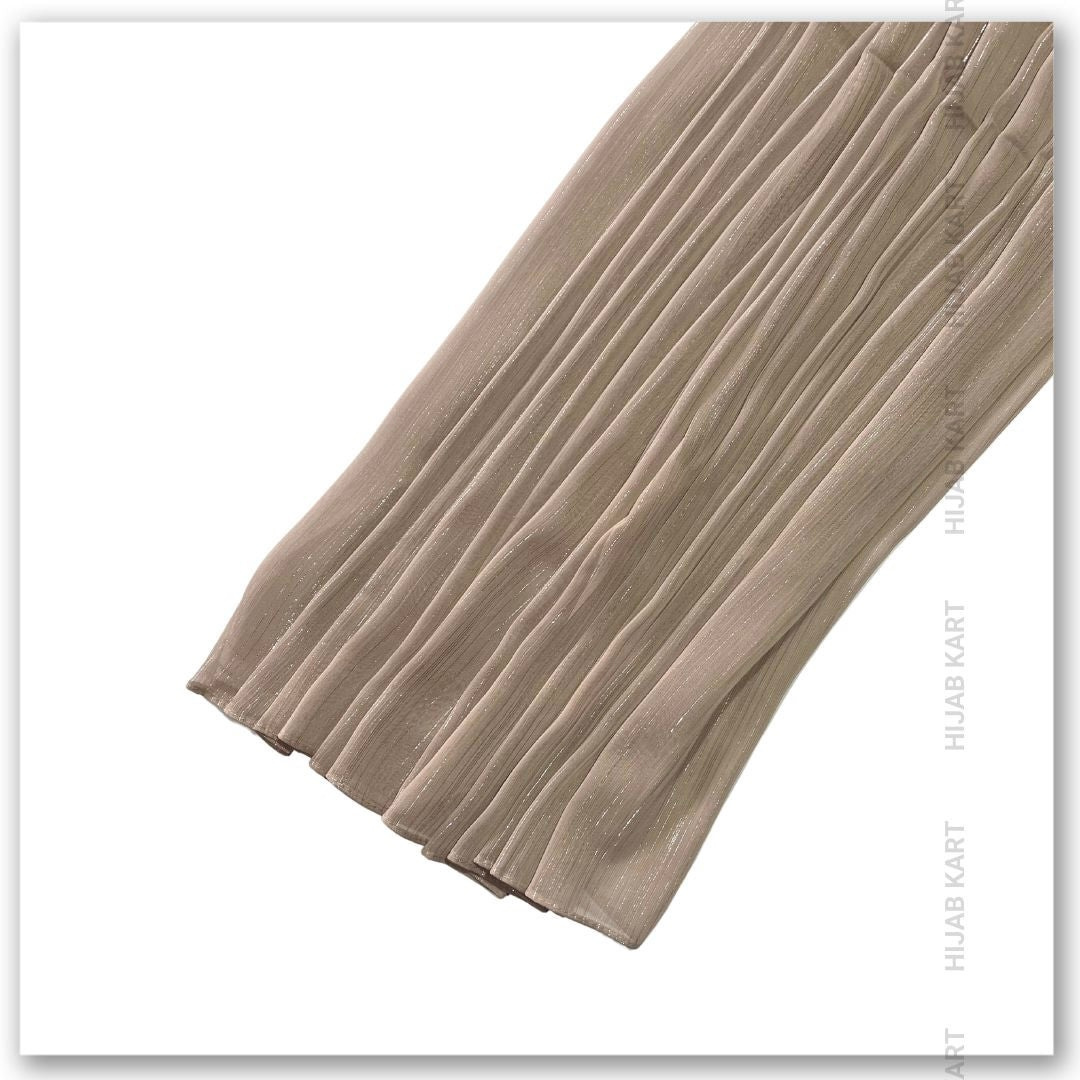 Georgette Shimmer Line Hijab- Light Coffee