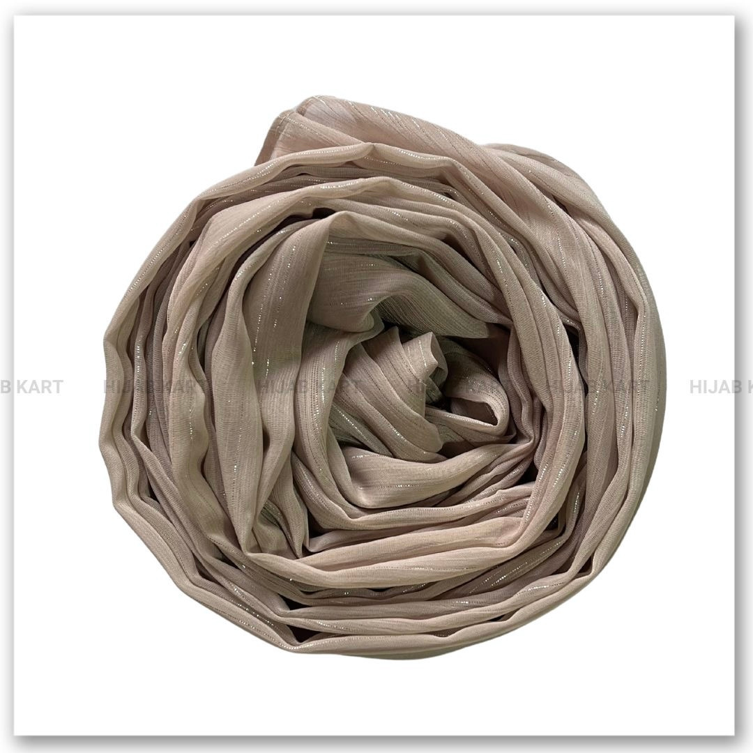 Georgette Shimmer Line Hijab- Light Coffee