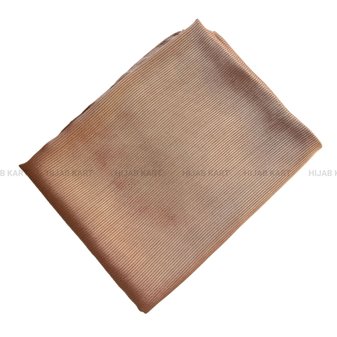 Nude Brown- Ribbed Caramel Satin Hijab