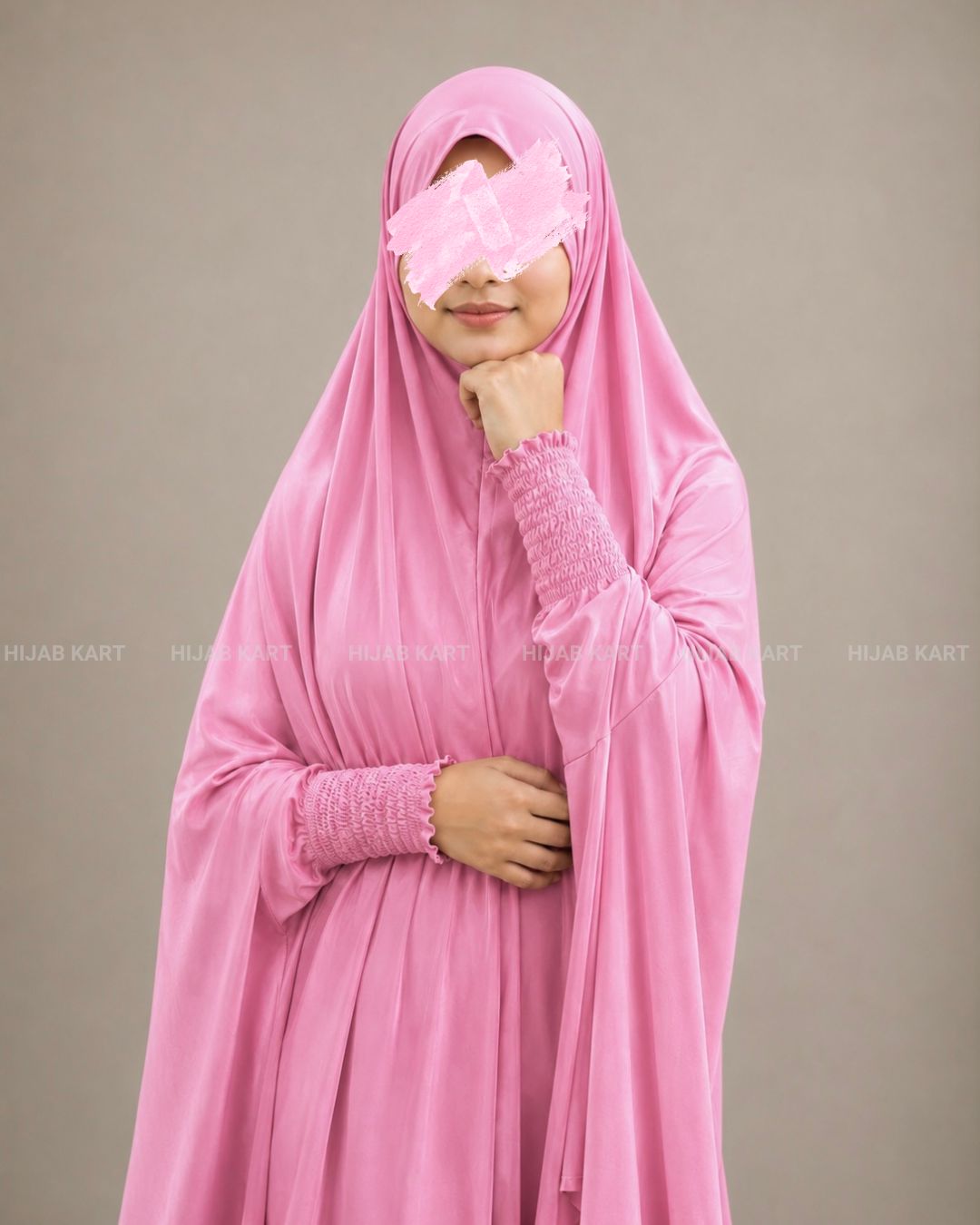 Baby Pink- Haya Khimar with Smocked Sleeves