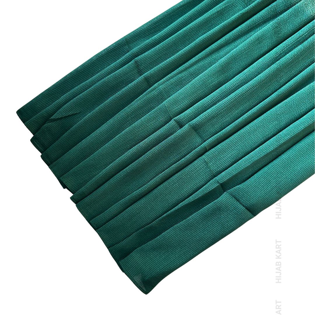 Bottle Green- Ribbed Caramel Satin Hijab