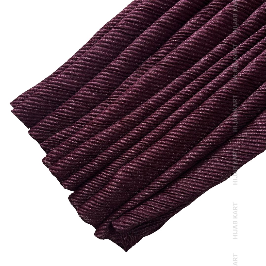 Burnt Maroon- Luxe Cotton Pleated Shimmer Hijab