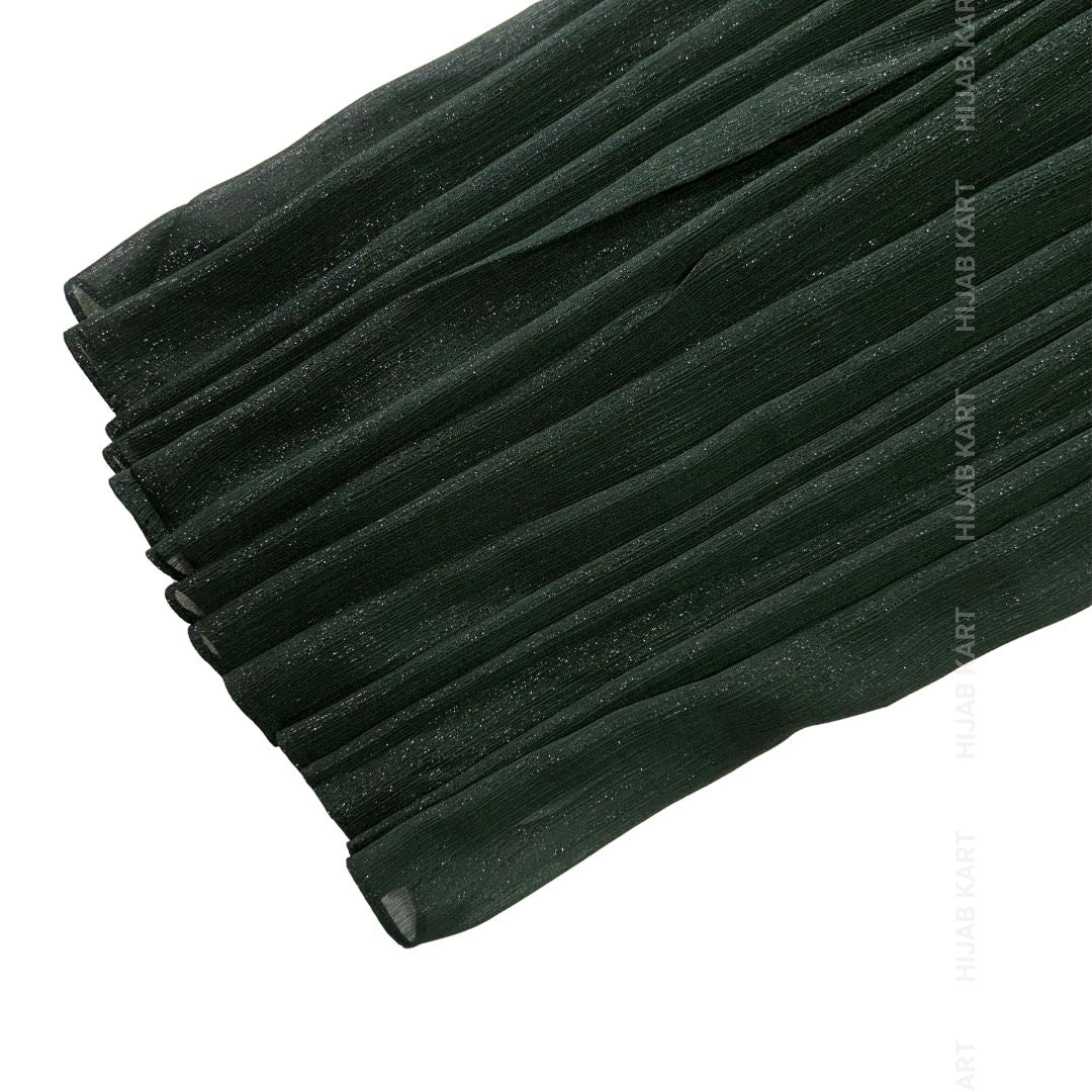 Bottle Green-Luxe Metallic Shimmer Georgette Hijab