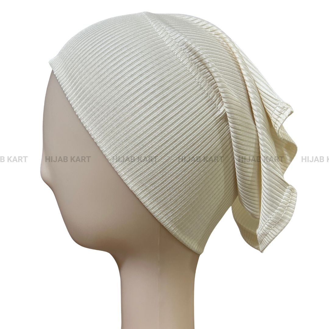 Luxe Ribbed Hijab Undercap- White Cream