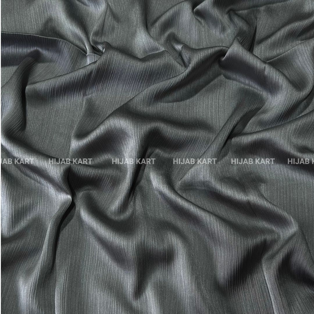Textured Crepe Satin Hijab- Ash Grey