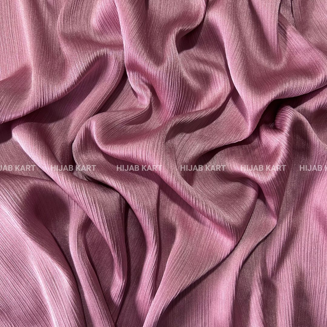 Textured Crepe Satin Hijab- Pink