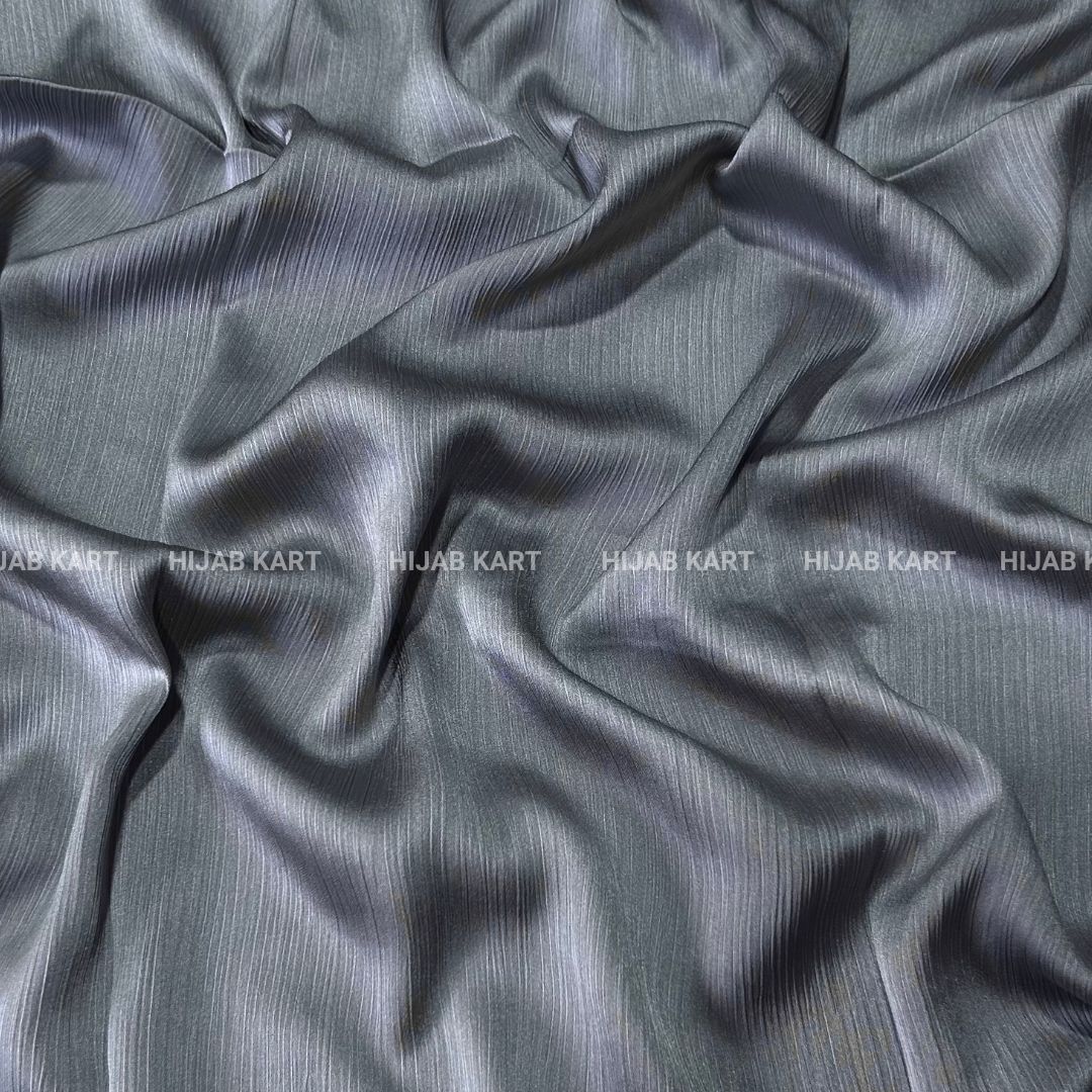 Textured Crepe Satin Hijab- Metallic Grey