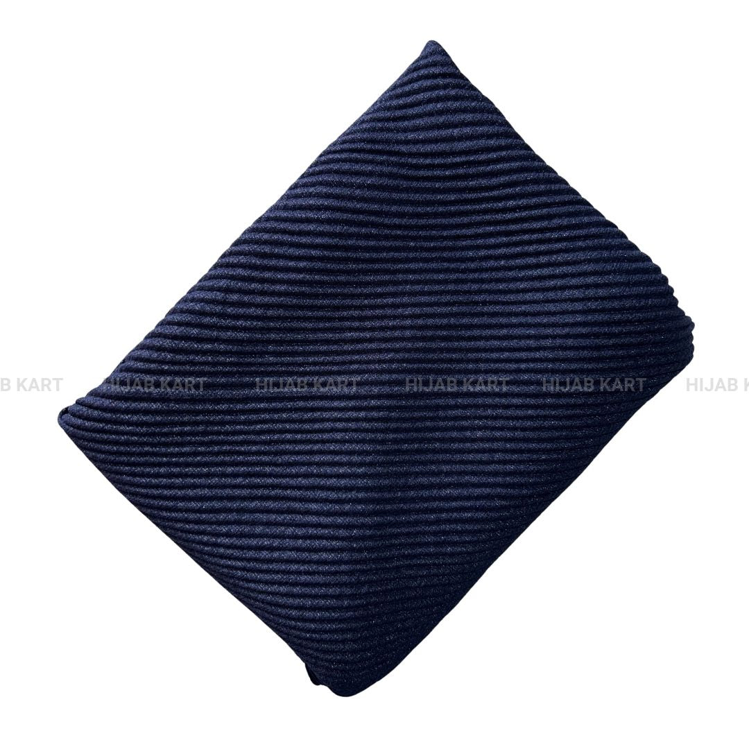 Navy Blue- Luxe Cotton Pleated Shimmer Hijab