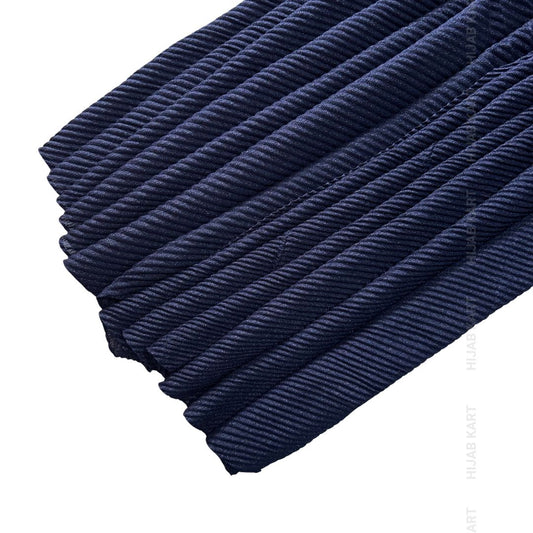 Navy Blue- Luxe Cotton Pleated Shimmer Hijab