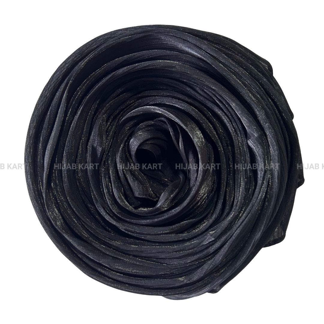 Rich Black- Flowy Organza Shimmer Hijab