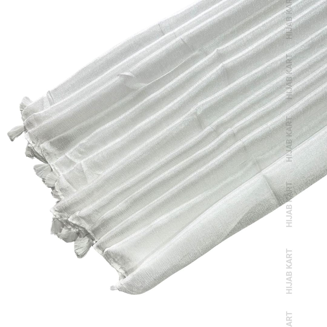 Snow White- Silk Shimmer Hijab with Tassels