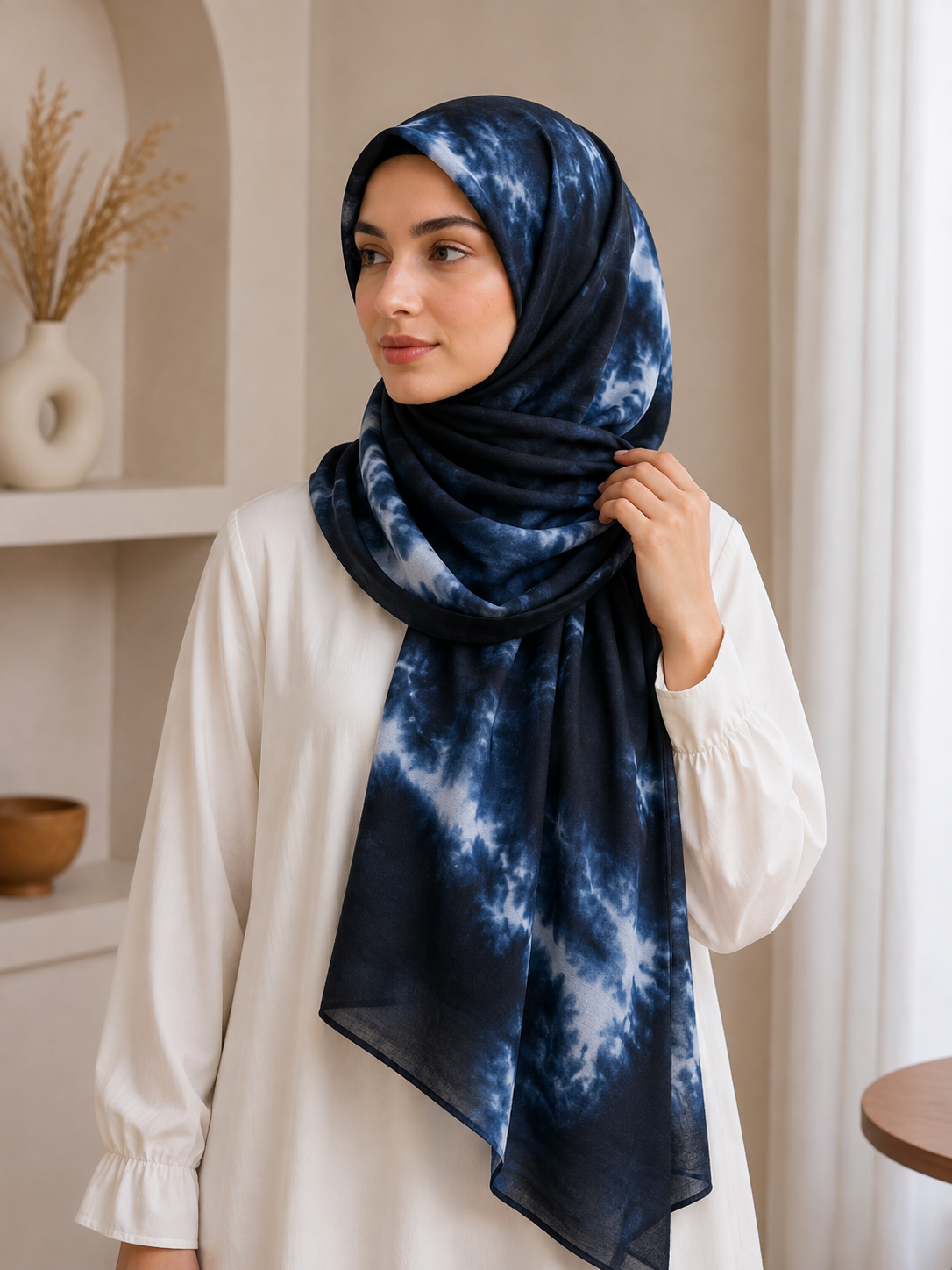 Midnight Marble- Modal Cotton Marble Print Hijab
