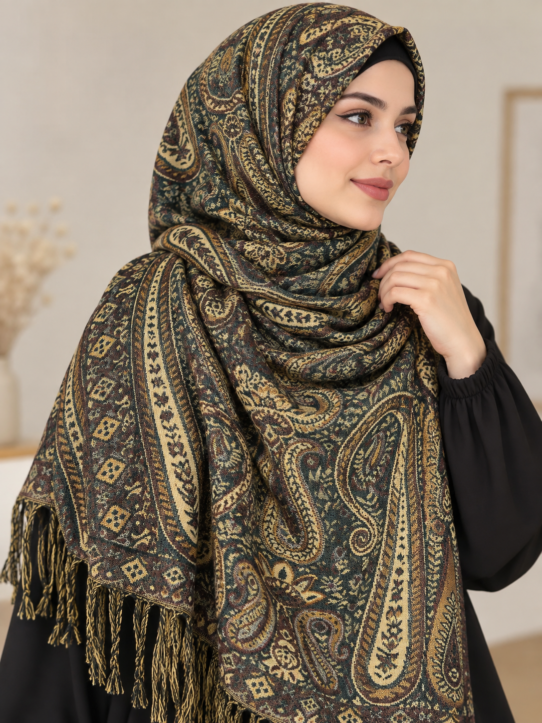 Vintage Olive - Paisley Pashmina Hijab