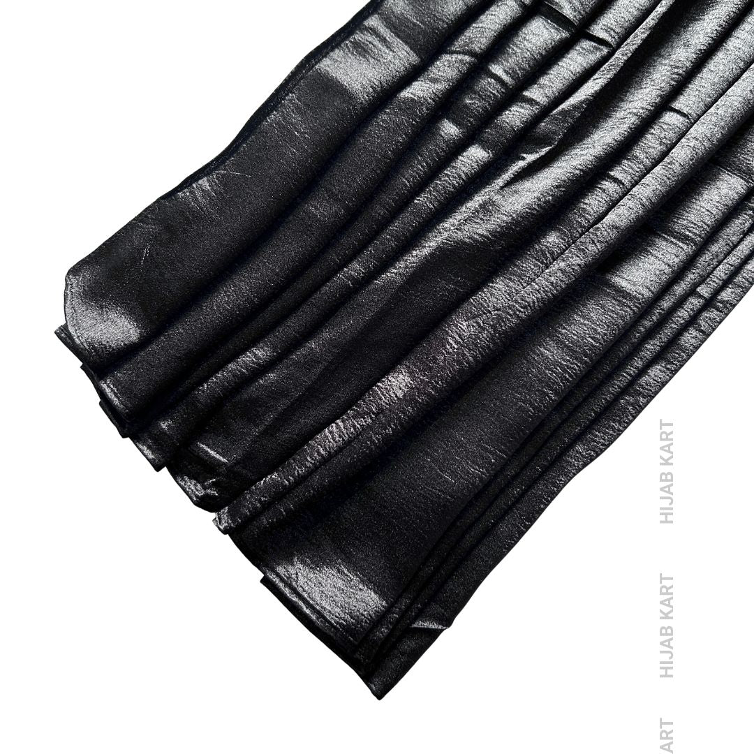 Black Rose- Luxe Shimmer Crushed Satin Hijab