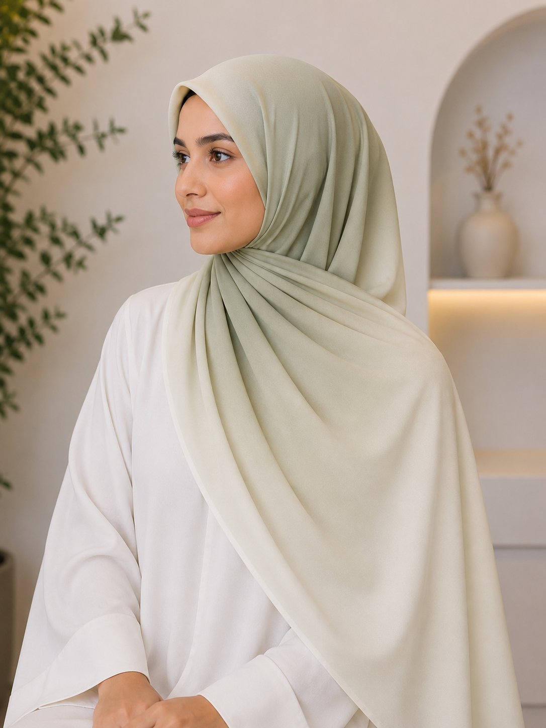 Sage Whisper- Ombre Chiffon Hijab