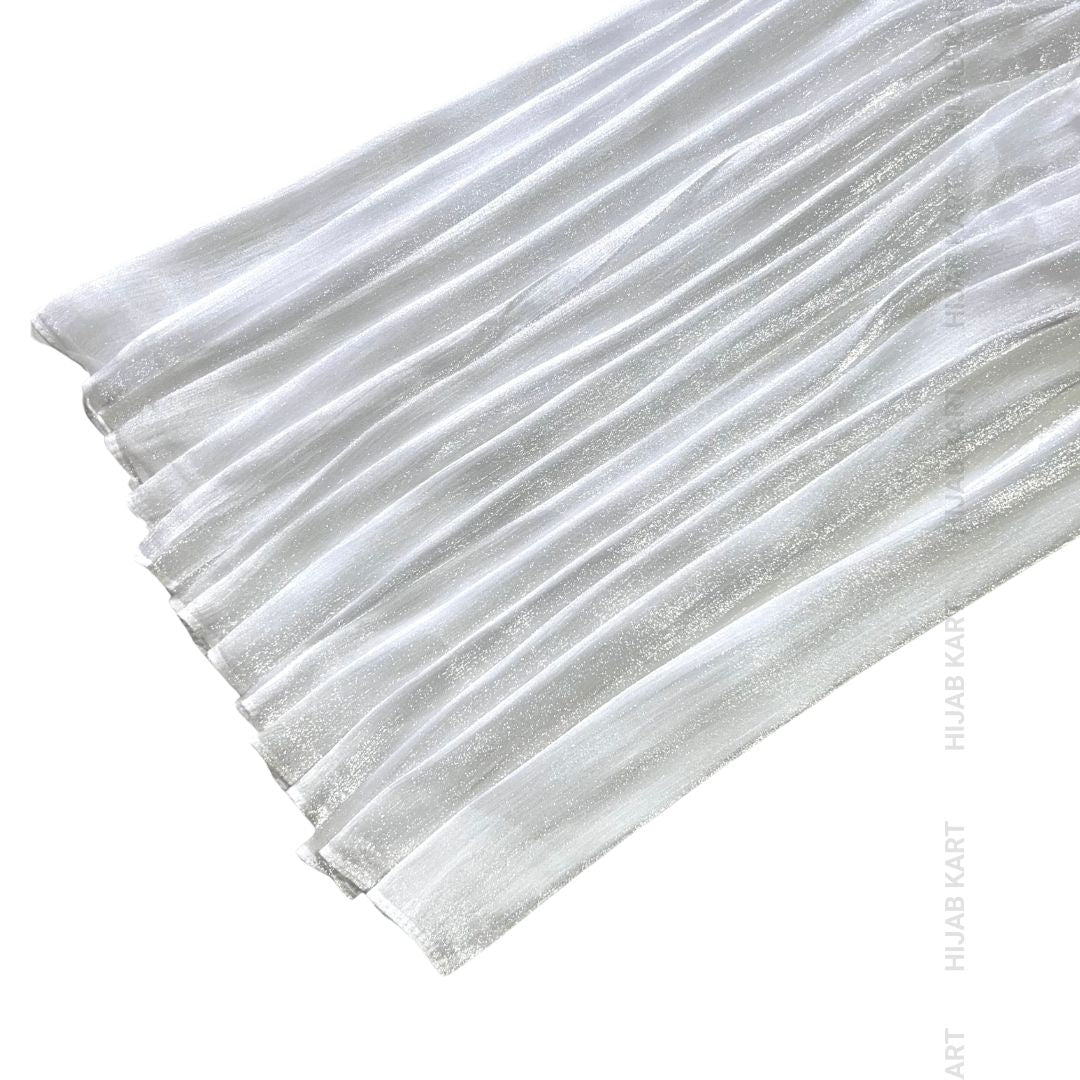 Powder White- Flowy Organza Shimmer Hijab