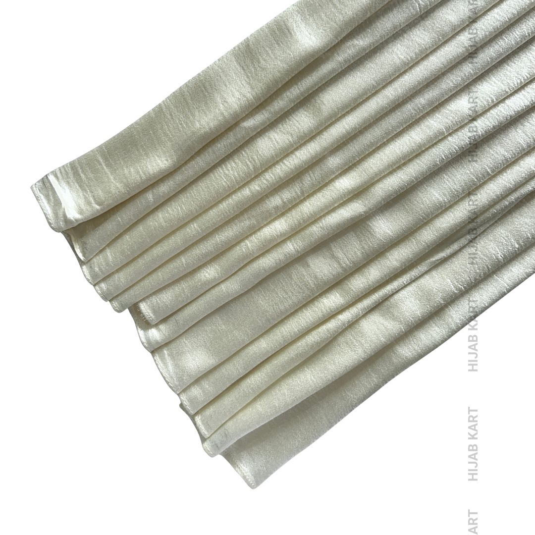 Pearl Cream- Luxe Shimmer Crushed Satin Hijab