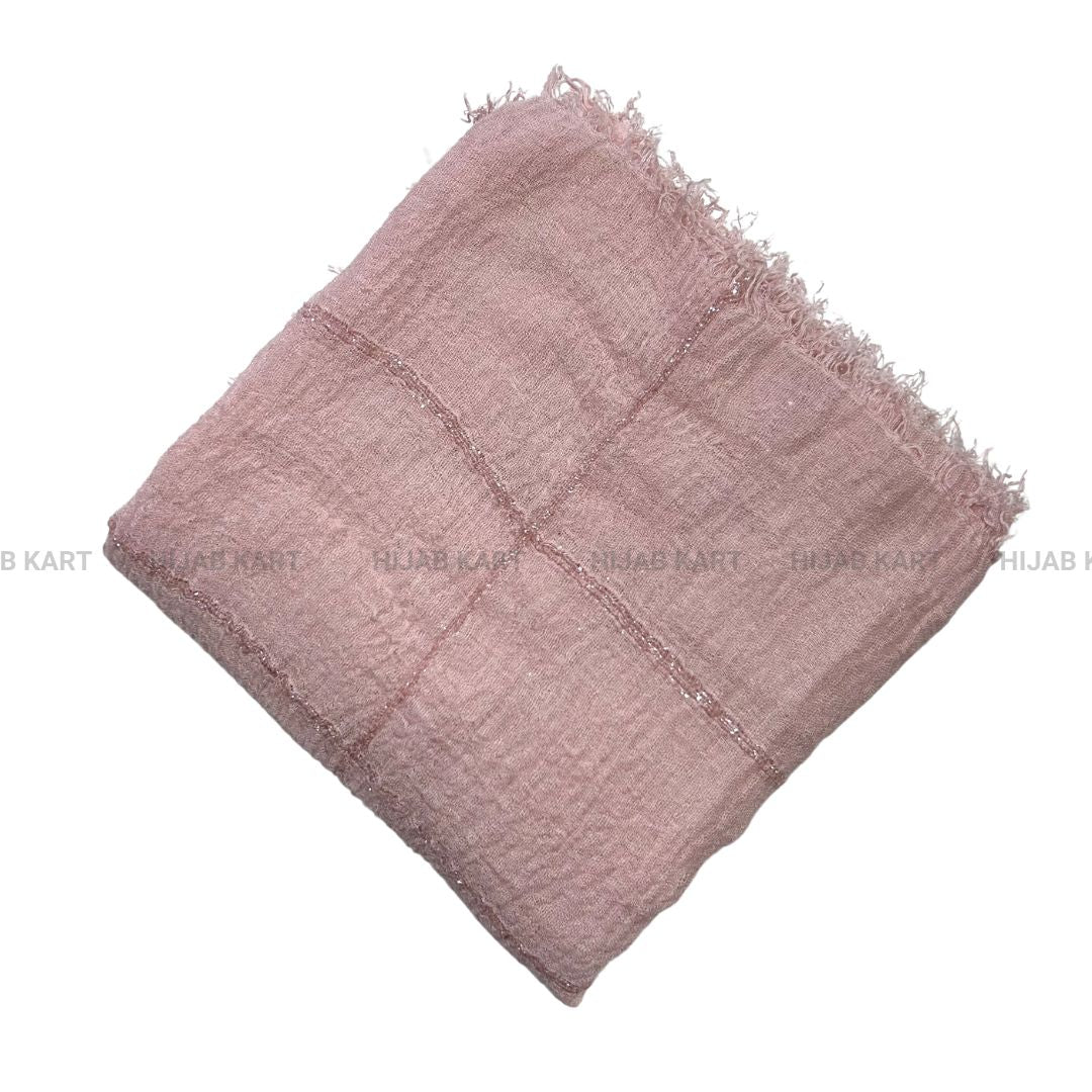 Soft Pink- Premium Shimmer Line Cotton Crinkled Hijab