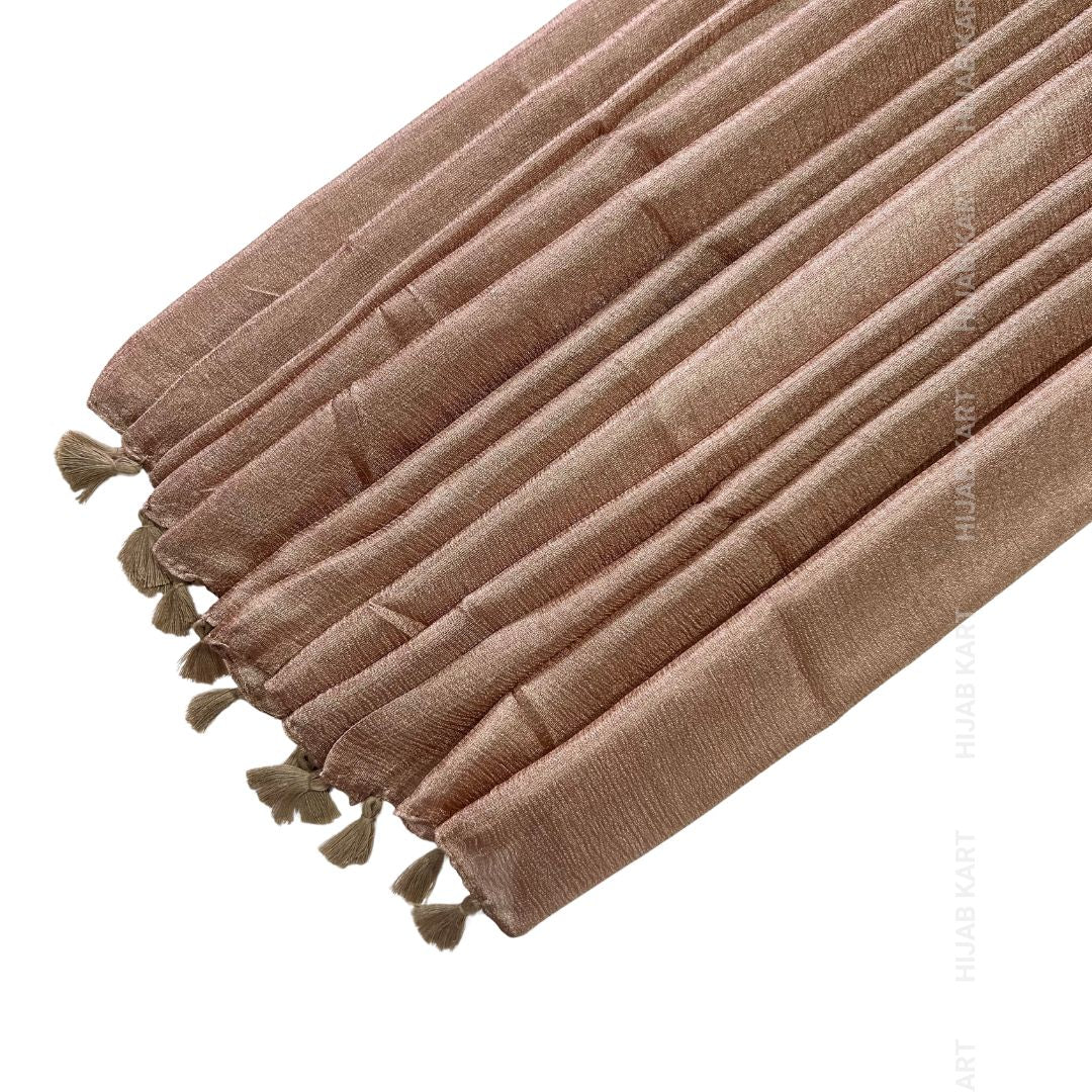 Bronze- Silk Shimmer Hijab with Tassels