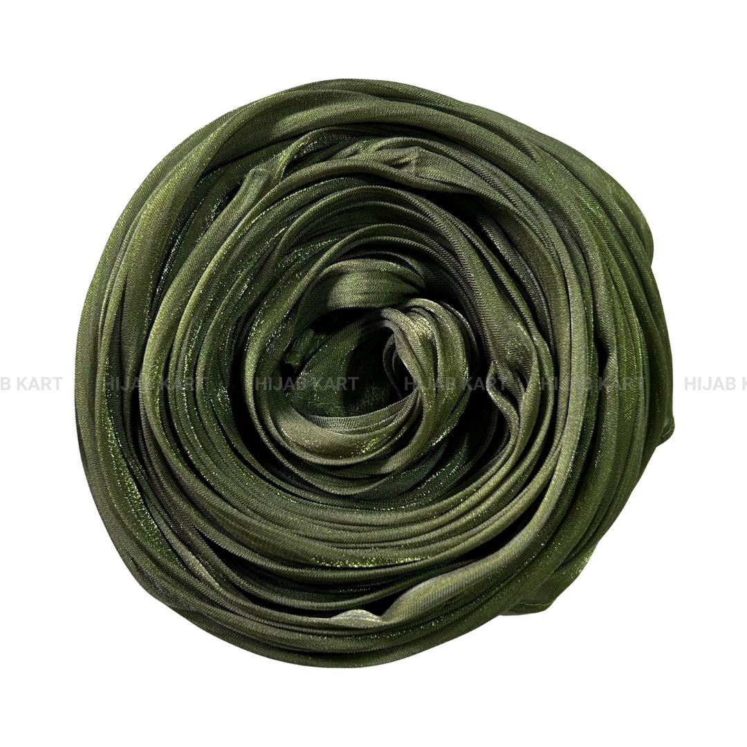 Olive- Flowy Organza Shimmer Hijab