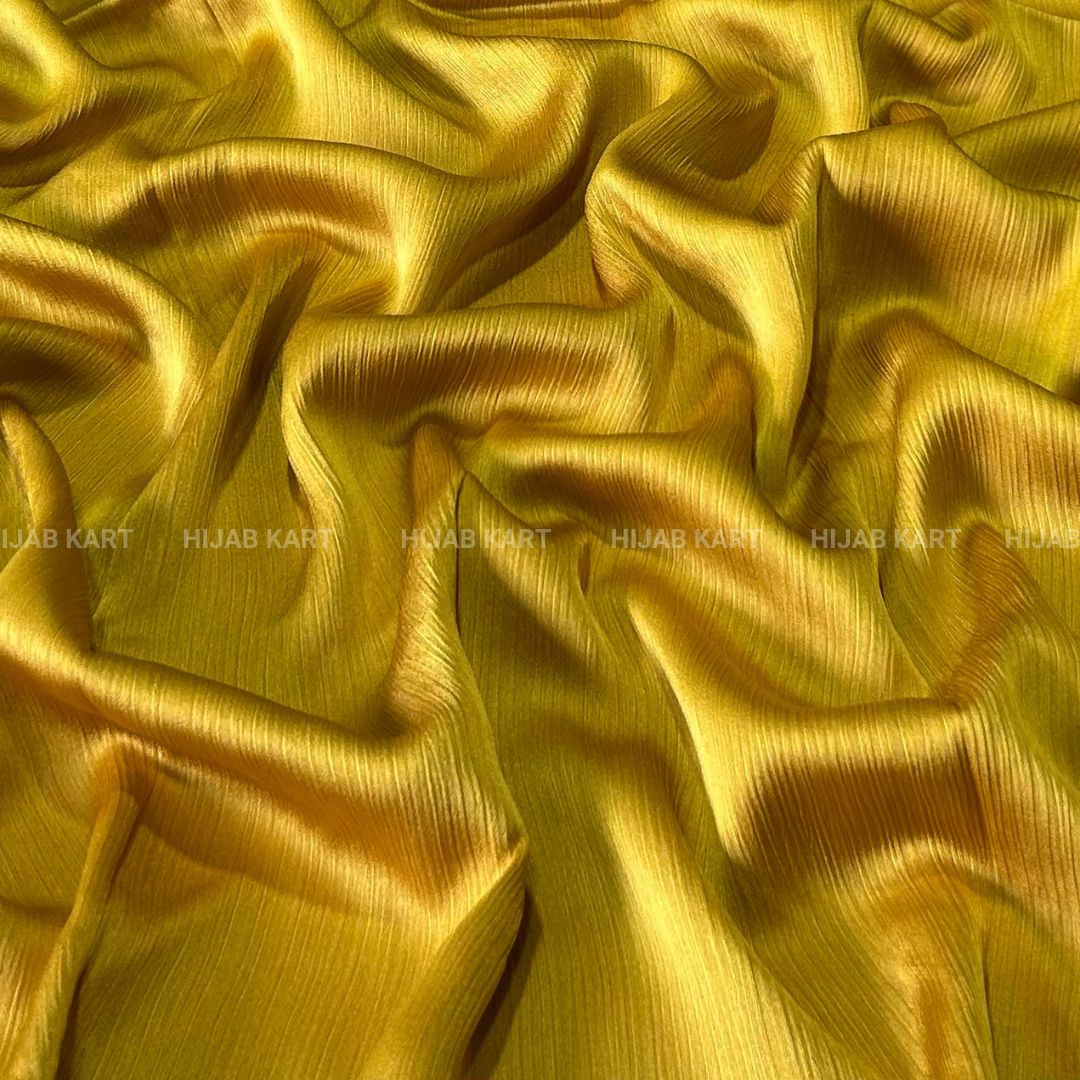 Textured Crepe Satin Hijab-Golden Yellow