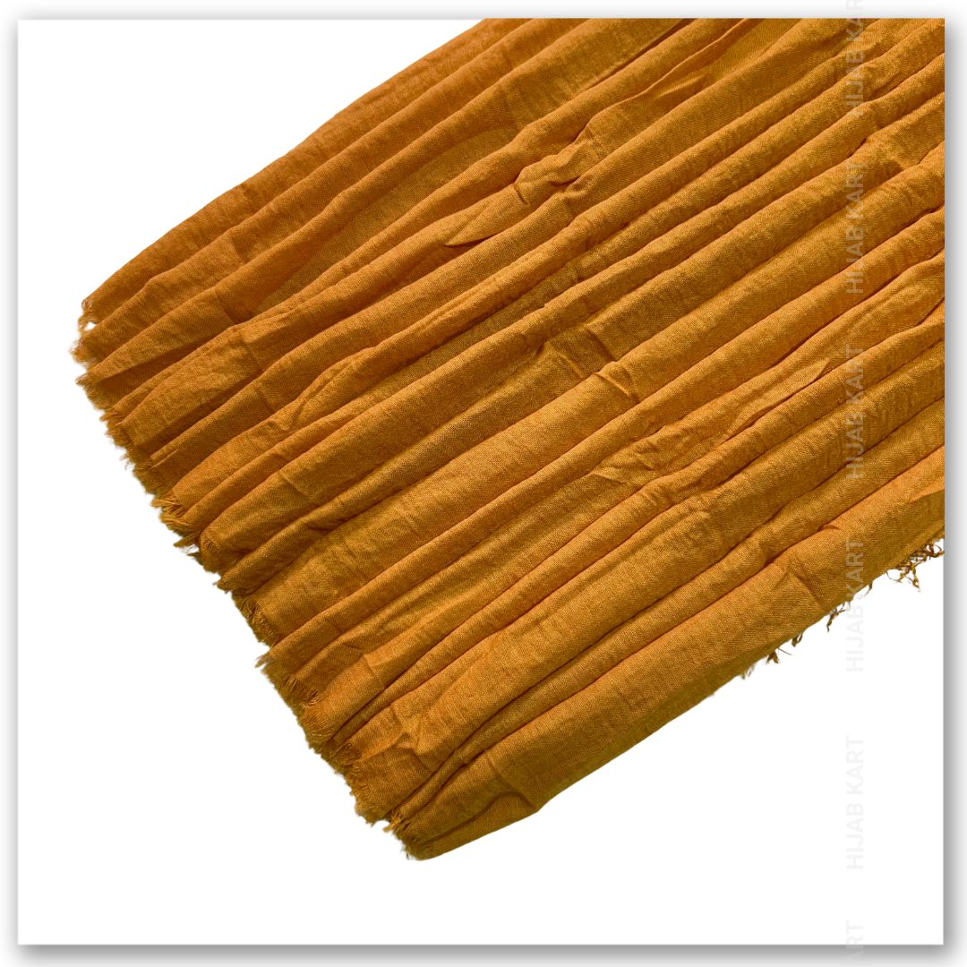 Cotton Crinkled Hijab - Orange Yellow