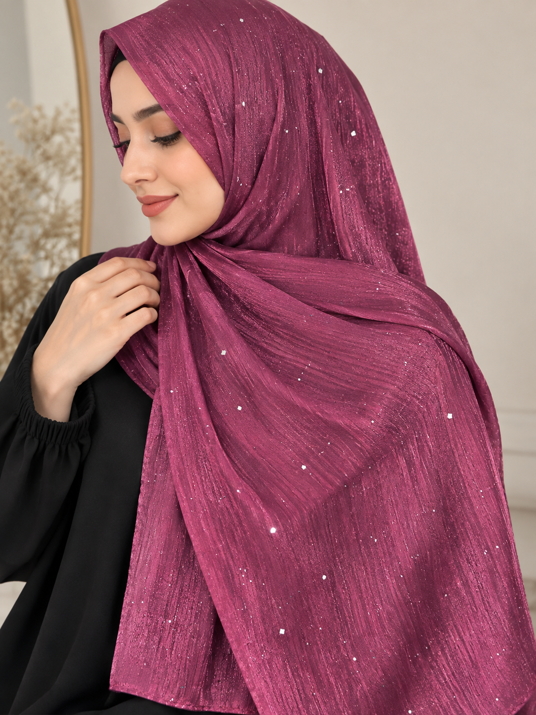 Grape- Flowy Organza Sparkle Hijab