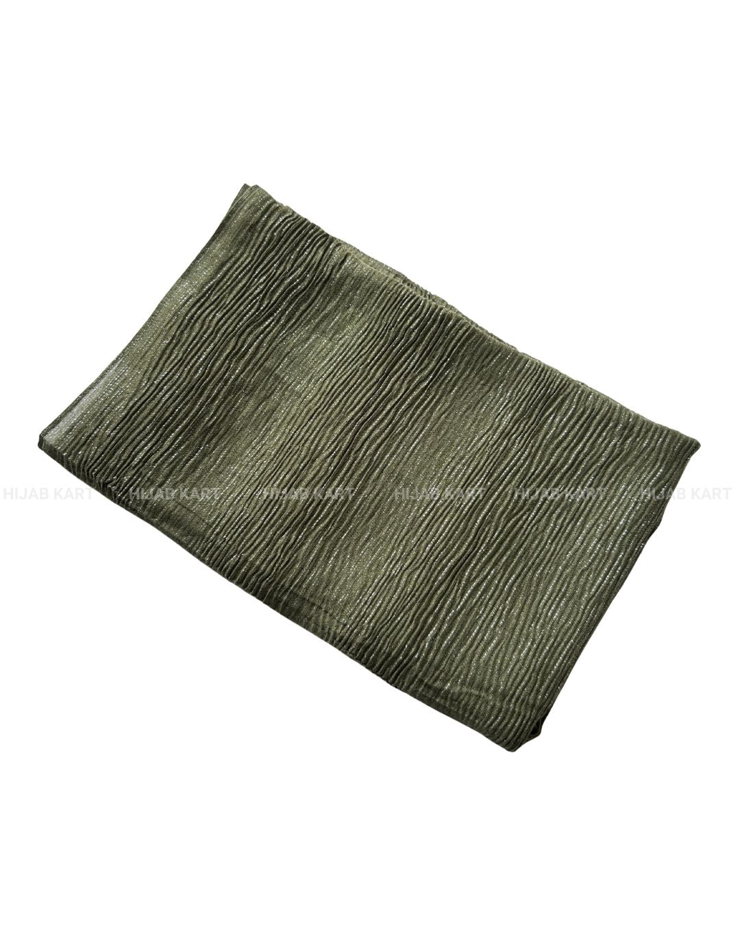 Olive Green- Cotton Shimmer Crushed Hijab