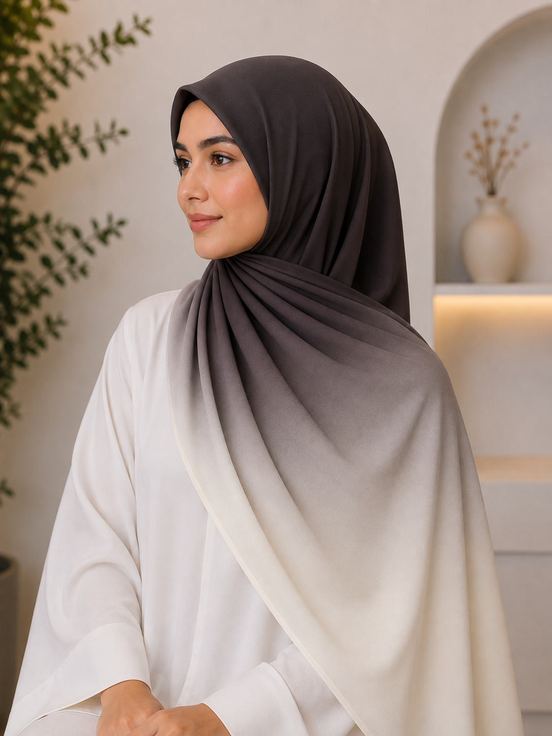Charcoal Moon- Ombre Chiffon Hijab