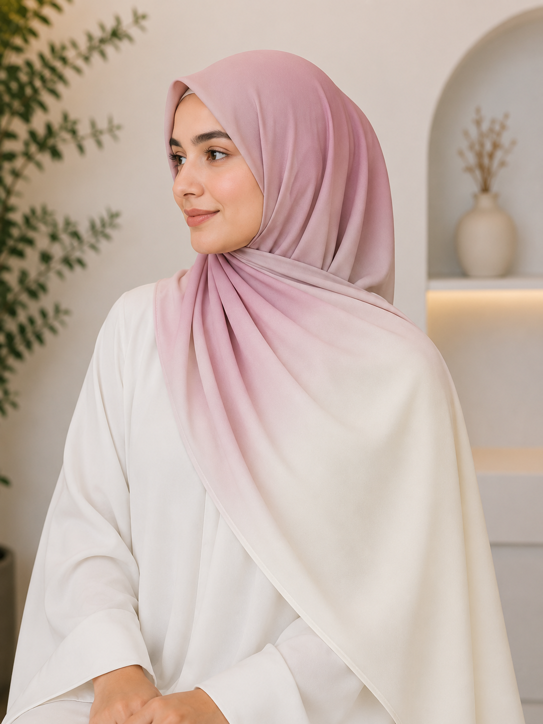 Blush Pink- Ombre Chiffon Hijab