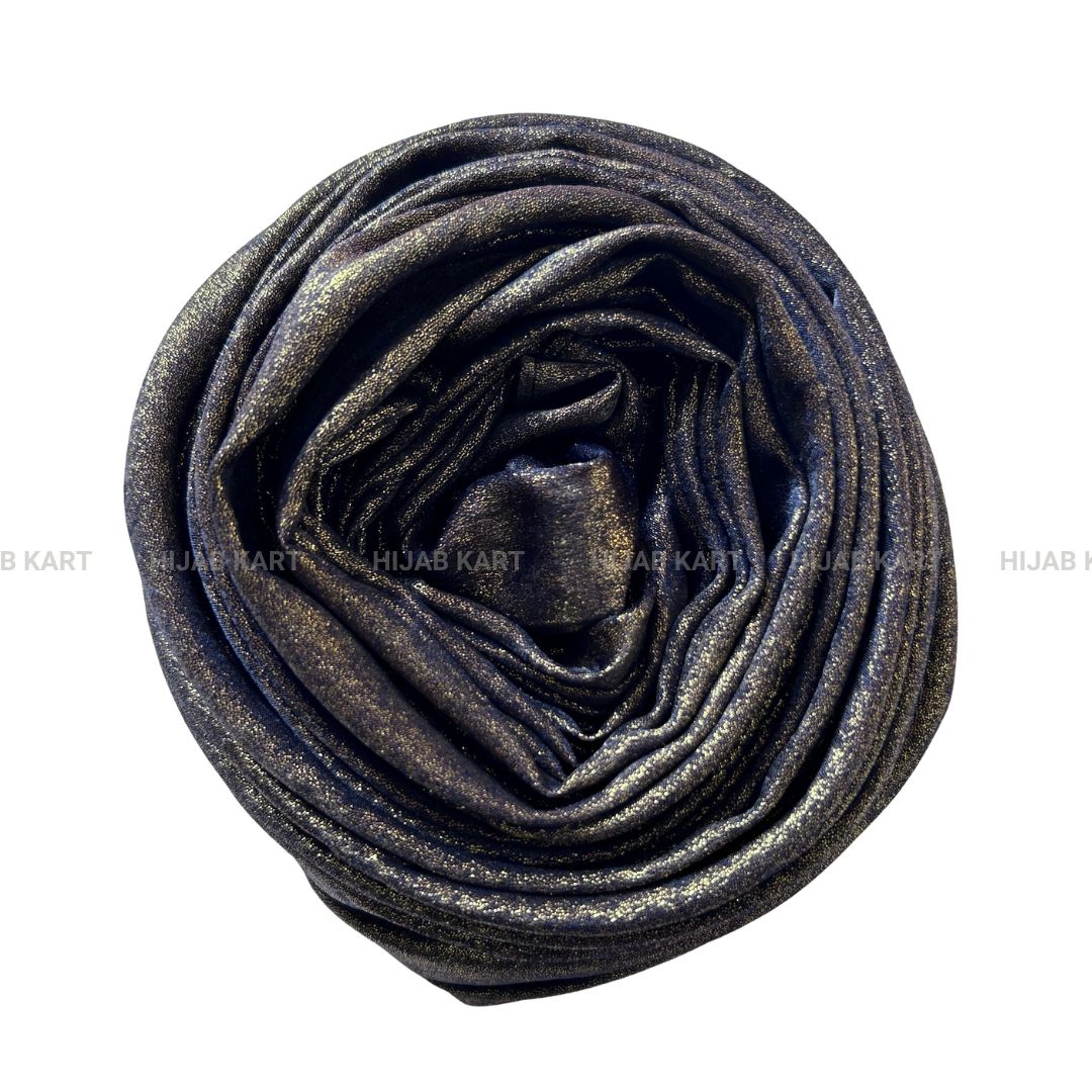 Midnight Navy Gold- Shimmer Dust Georgette Hijab