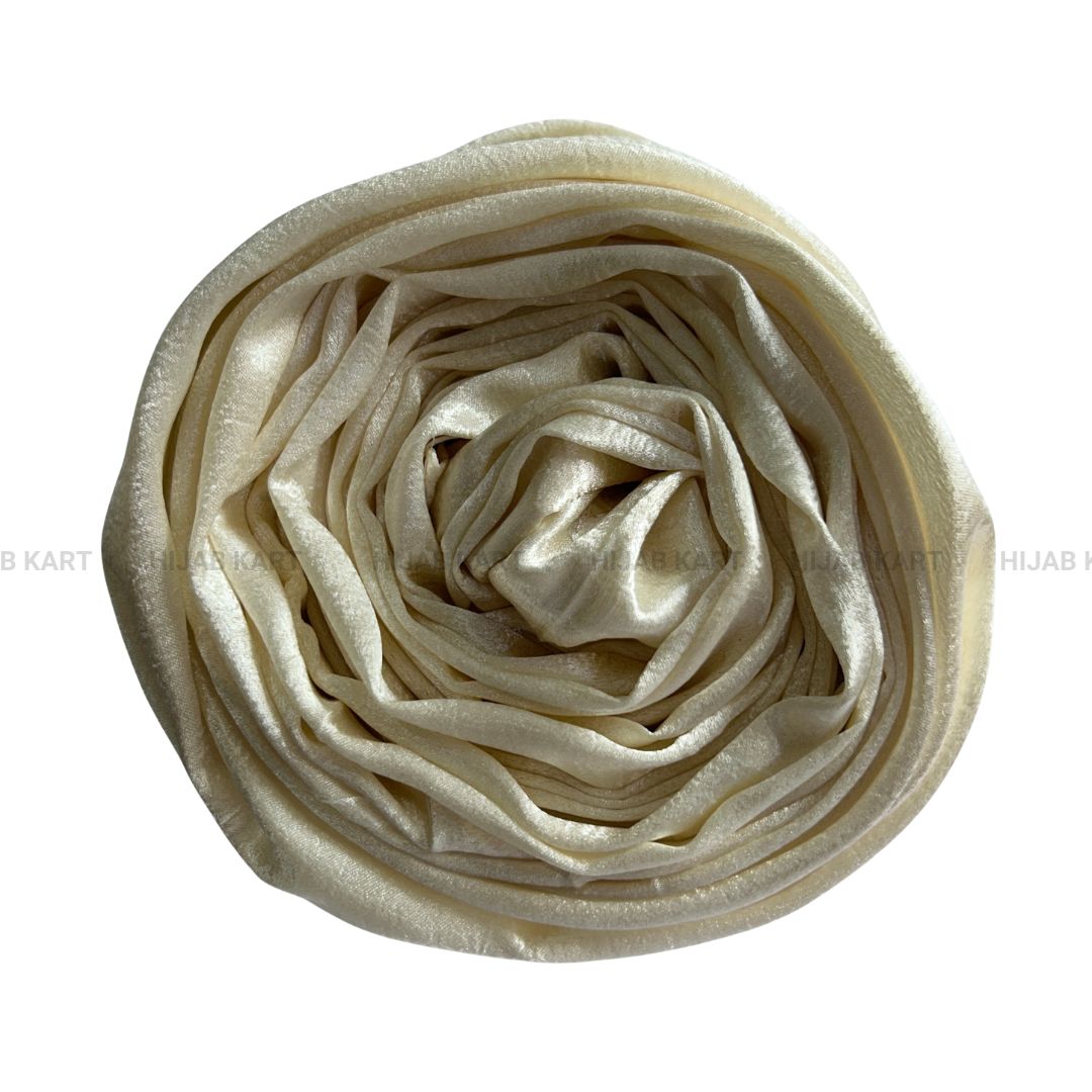 Pearl Cream- Luxe Shimmer Crushed Satin Hijab
