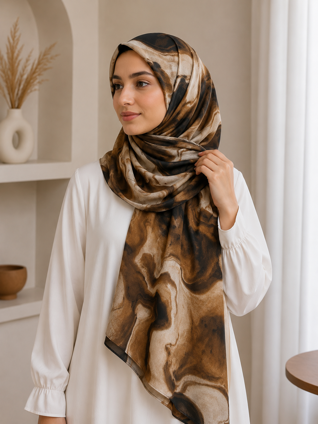Truffle Marble- Modal Cotton Marble Print Hijab