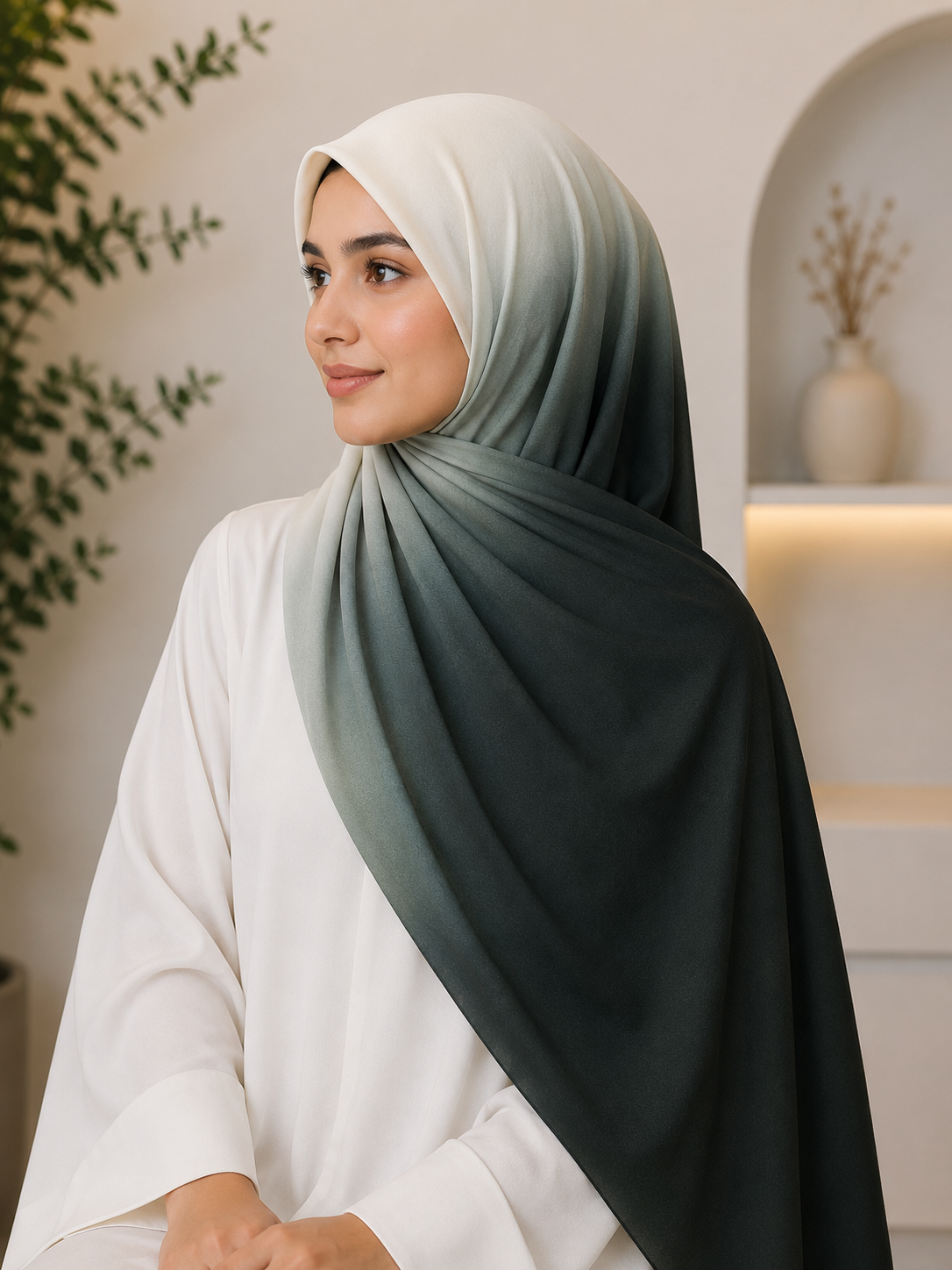 Smoky Sage- Ombre Chiffon Hijab