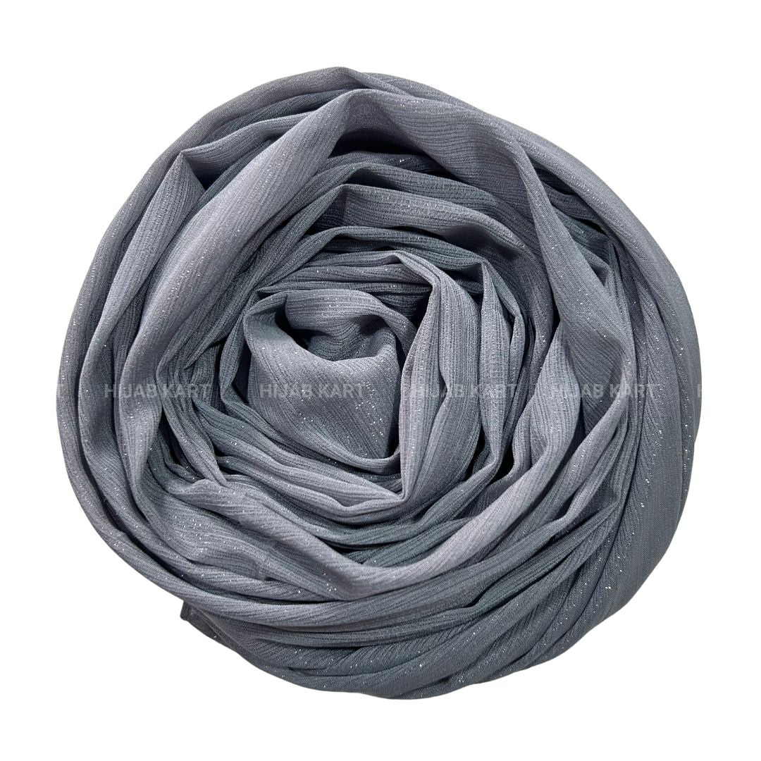 Bluish Grey- Luxe Metallic Shimmer Georgette Hijab