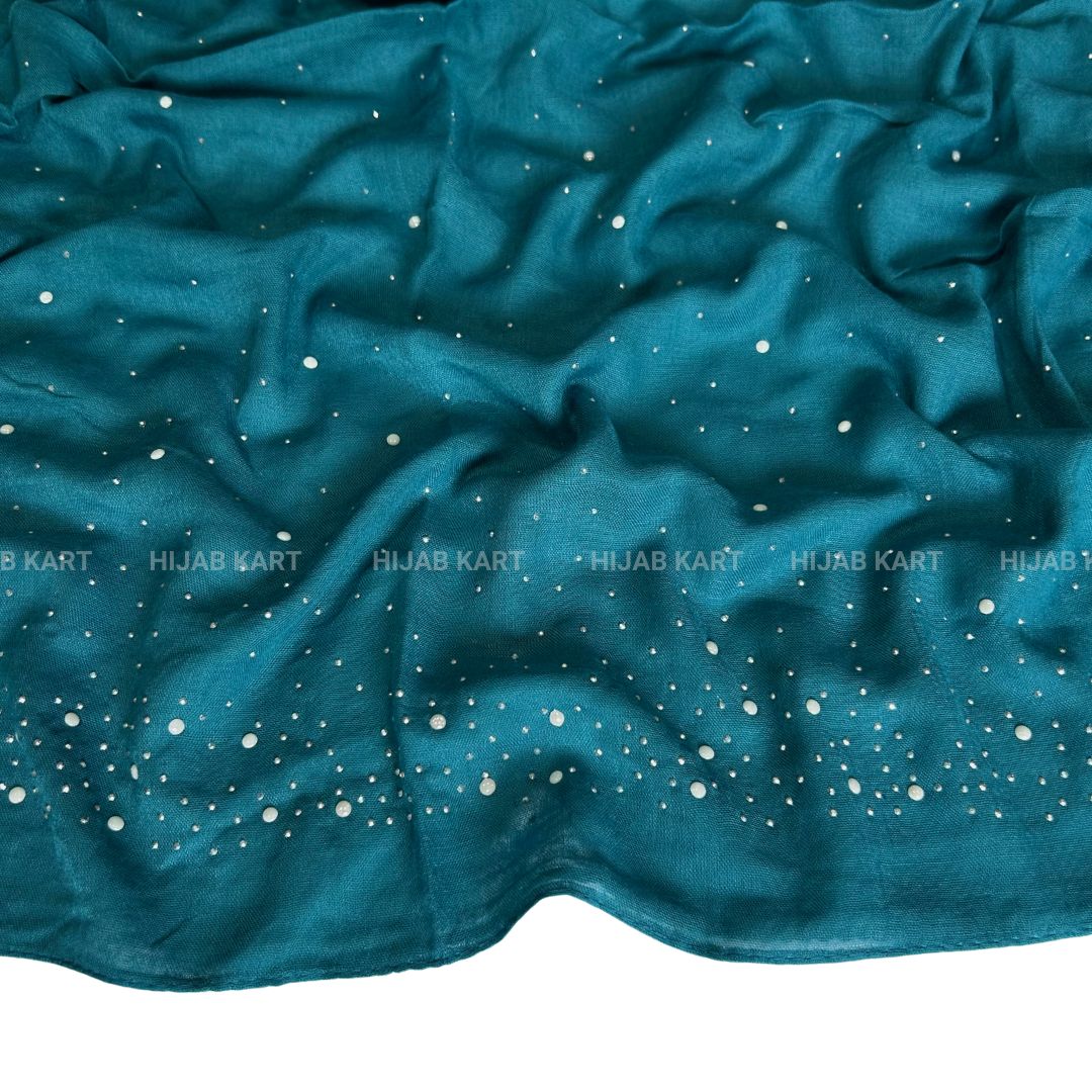 Peacock Blue- Premium Cotton Dewdrop Hijab