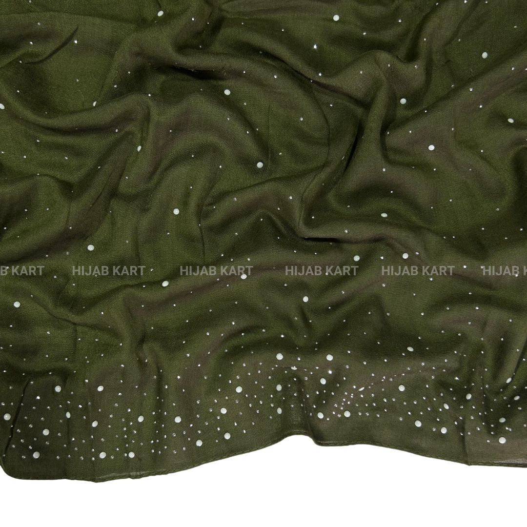 Army Green- Premium Cotton Dewdrop Hijab