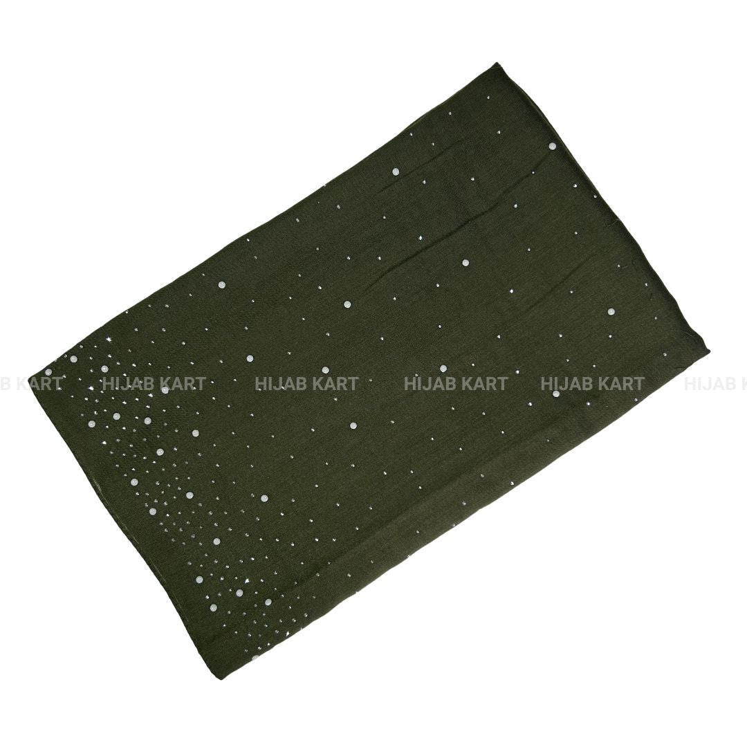 Army Green- Premium Cotton Dewdrop Hijab