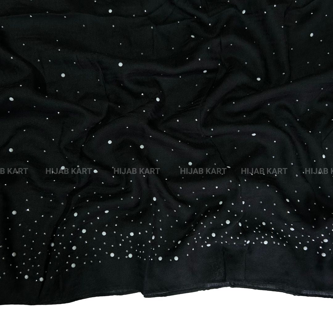 Rich Black- Premium Cotton Dewdrop Hijab