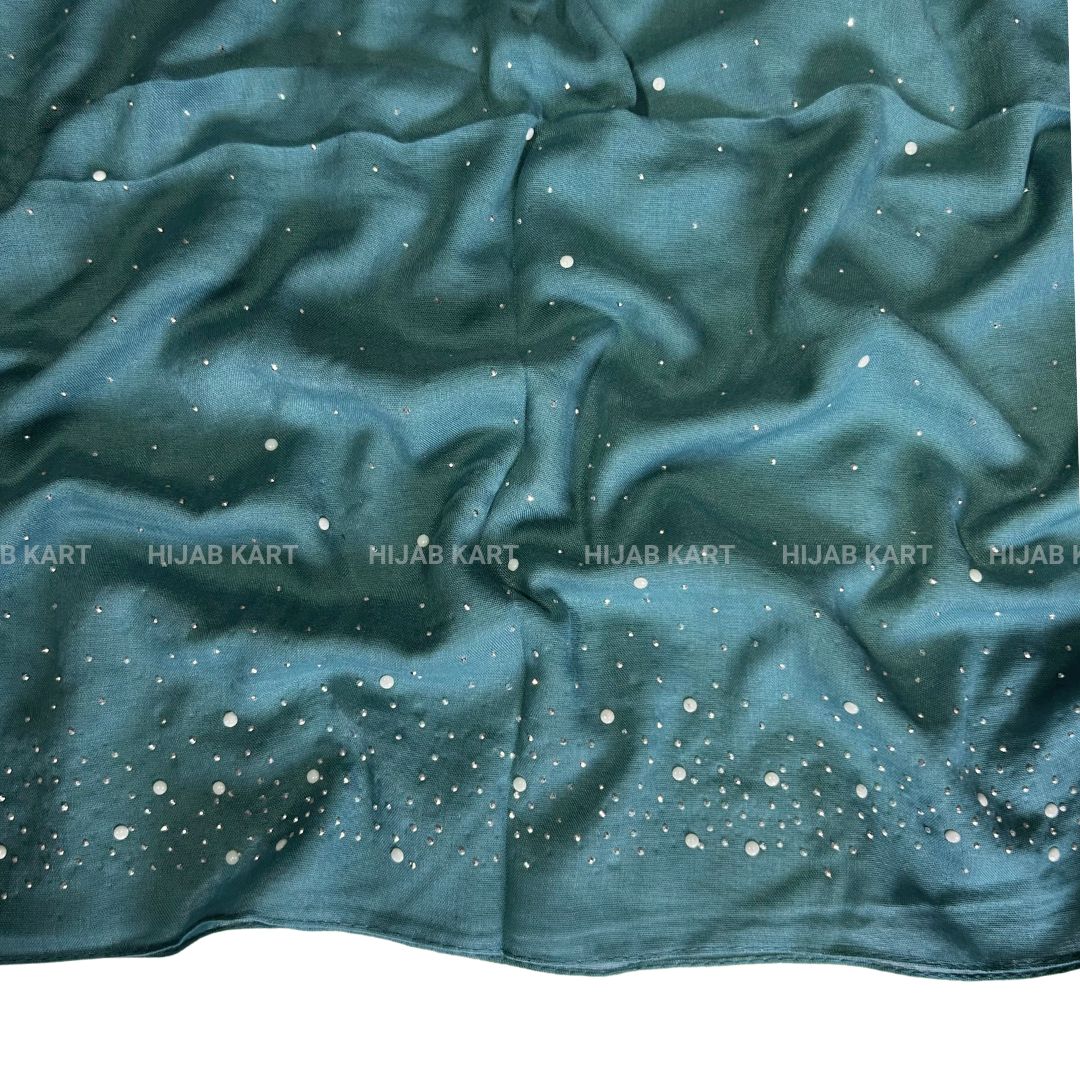 Teal Blue- Premium Cotton Dewdrop Hijab