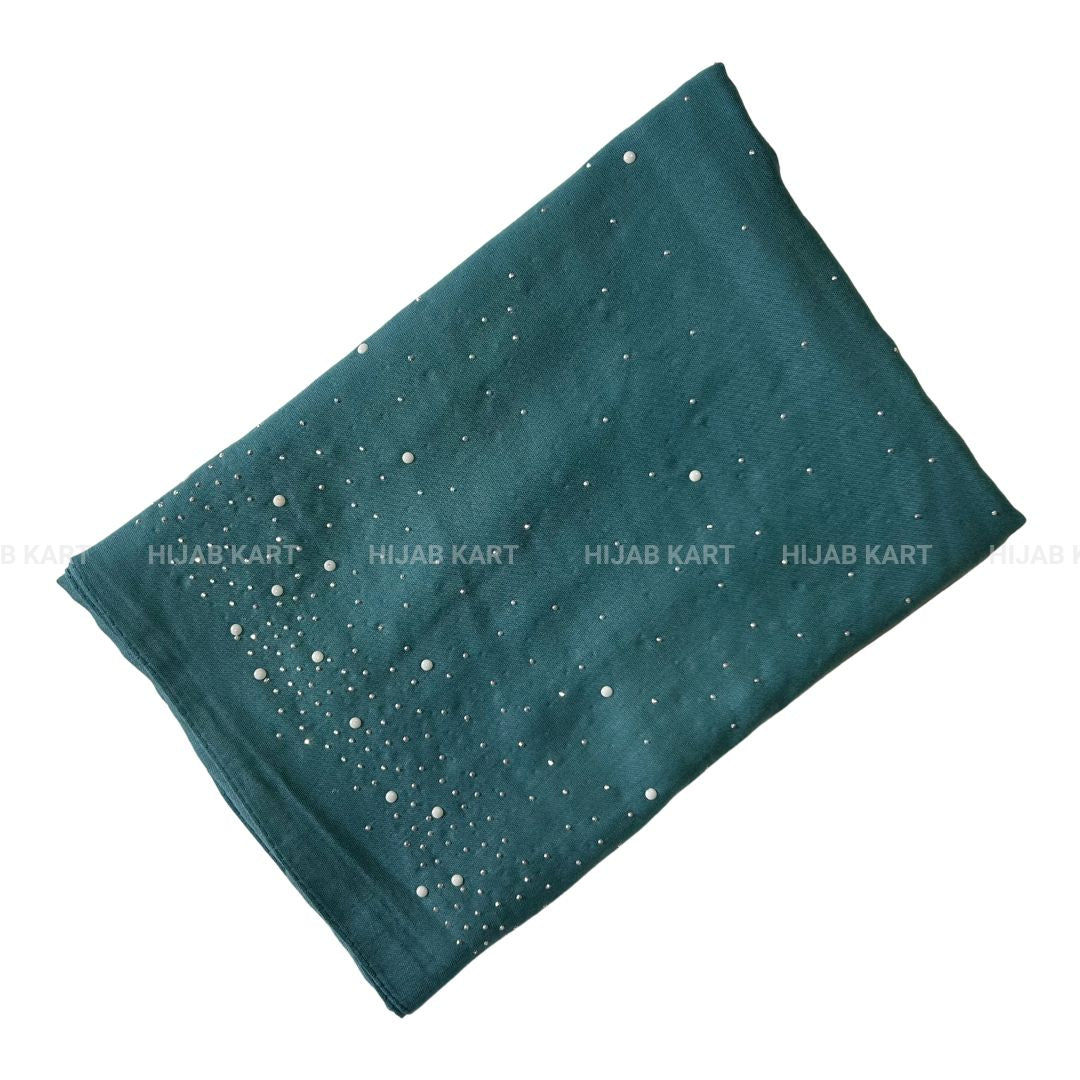 Teal Blue- Premium Cotton Dewdrop Hijab