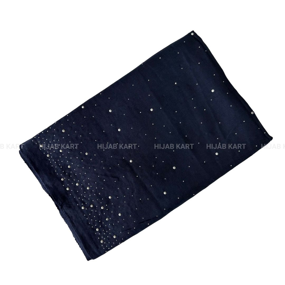 Navy Blue- Premium Cotton Dewdrop Hijab