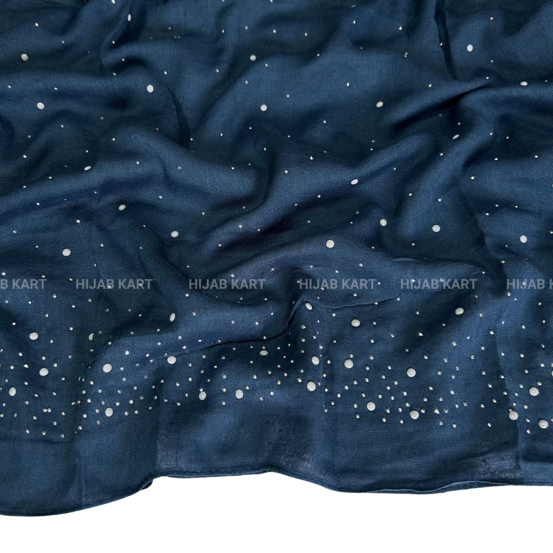 Prussian Blue- Premium Cotton Dewdrop Hijab