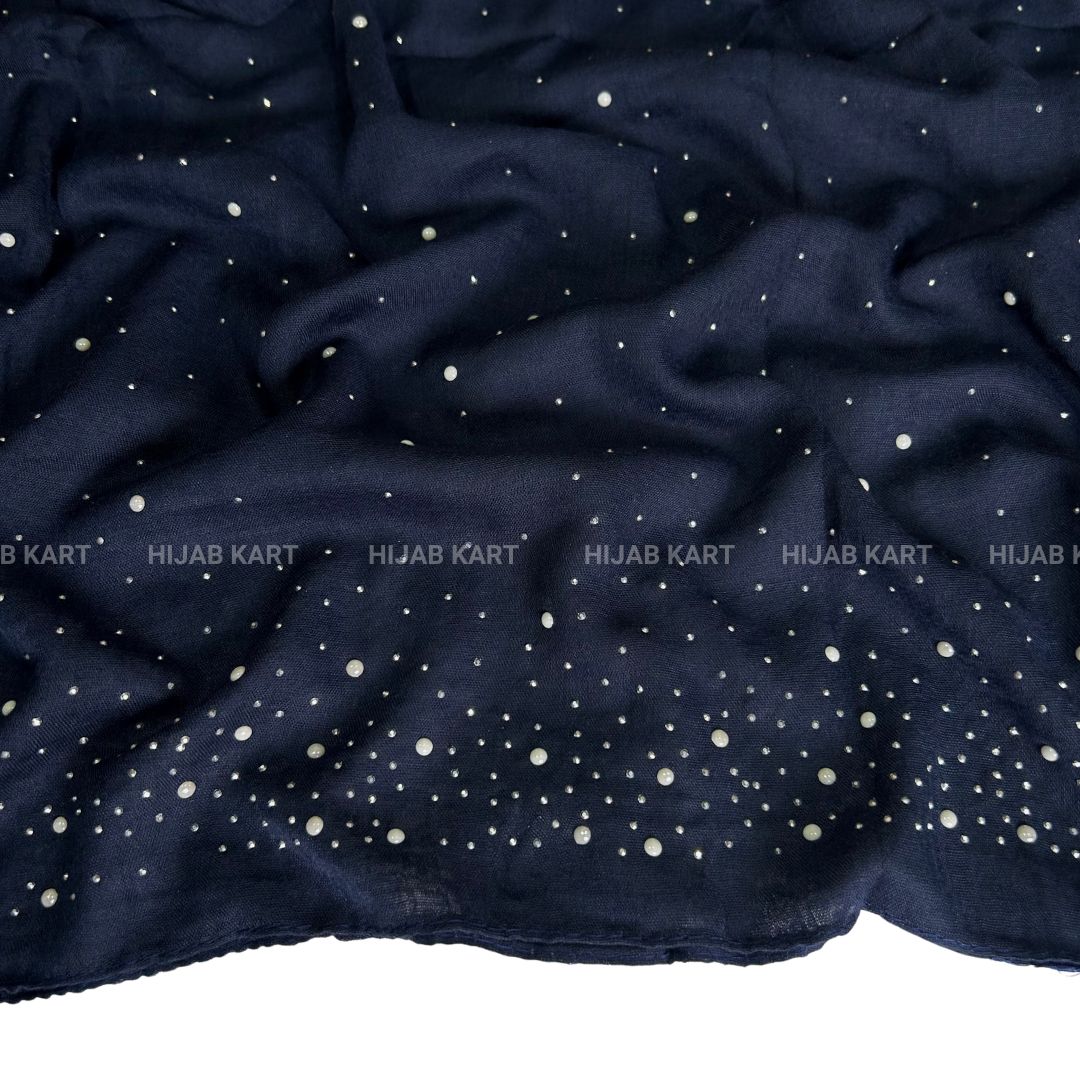 Navy Blue- Premium Cotton Dewdrop Hijab