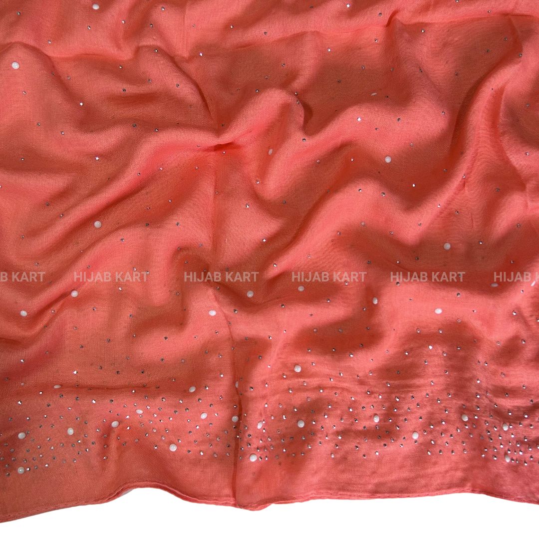 Coral Peach- Premium Cotton Dewdrop Hijab