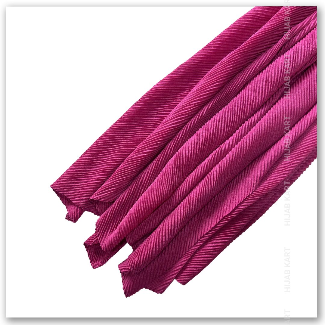 Cotton Pleated Hijab - Rani Pink Color